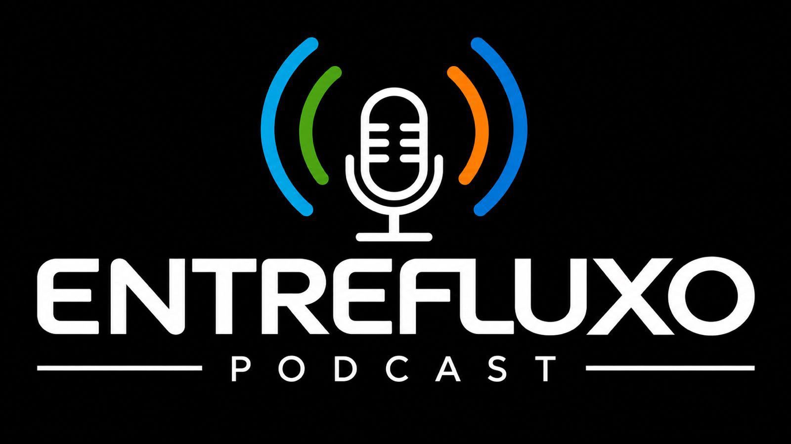 Logotipo oficial do EntreFluxo Podcast em fundo preto